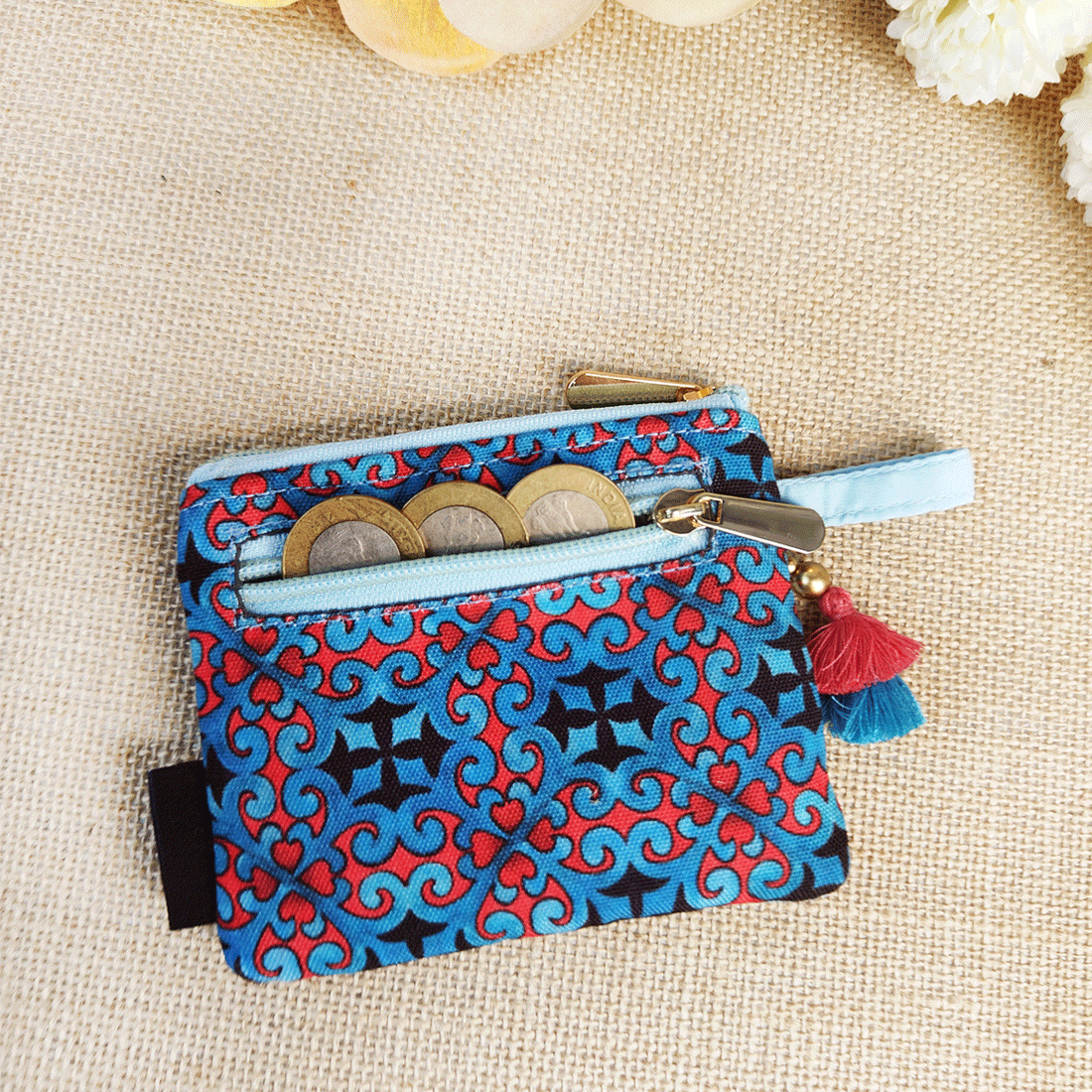 Mini Wallet front card Combo- Navy & Sky Blue