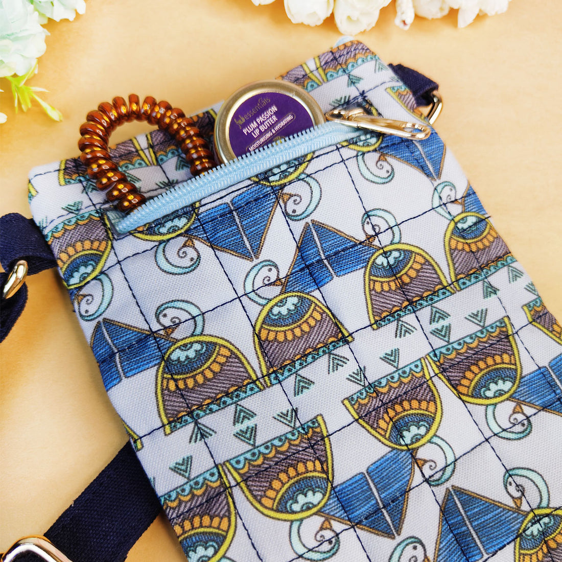 Blue Bird Godna Art Quilted Sling Bag