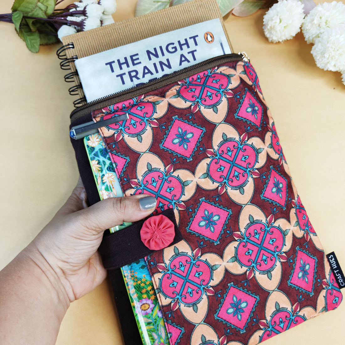 Book Cover-Maroon Beige Tile