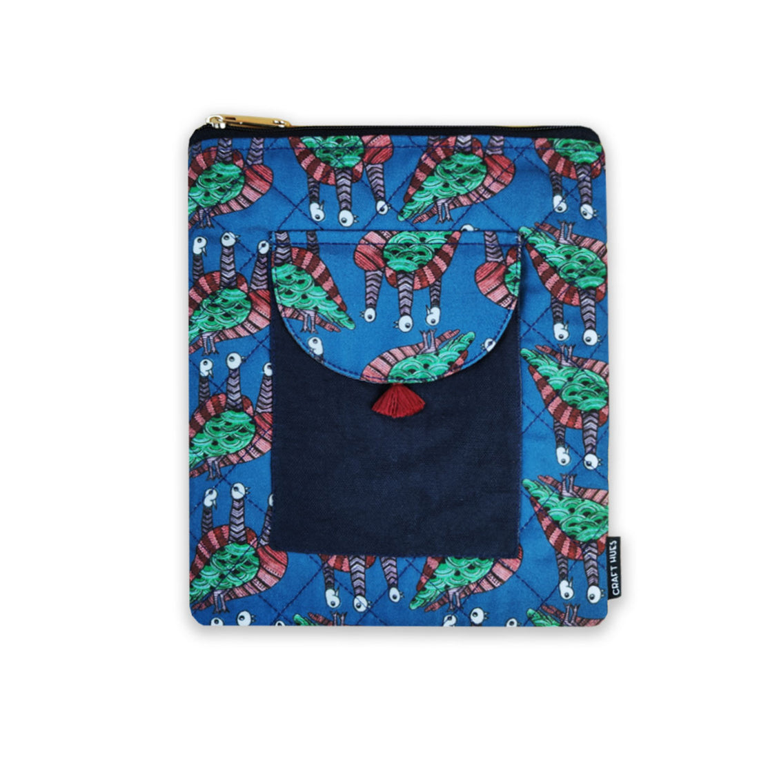 Book Cover Flap Pocket- Gond Blue Bird