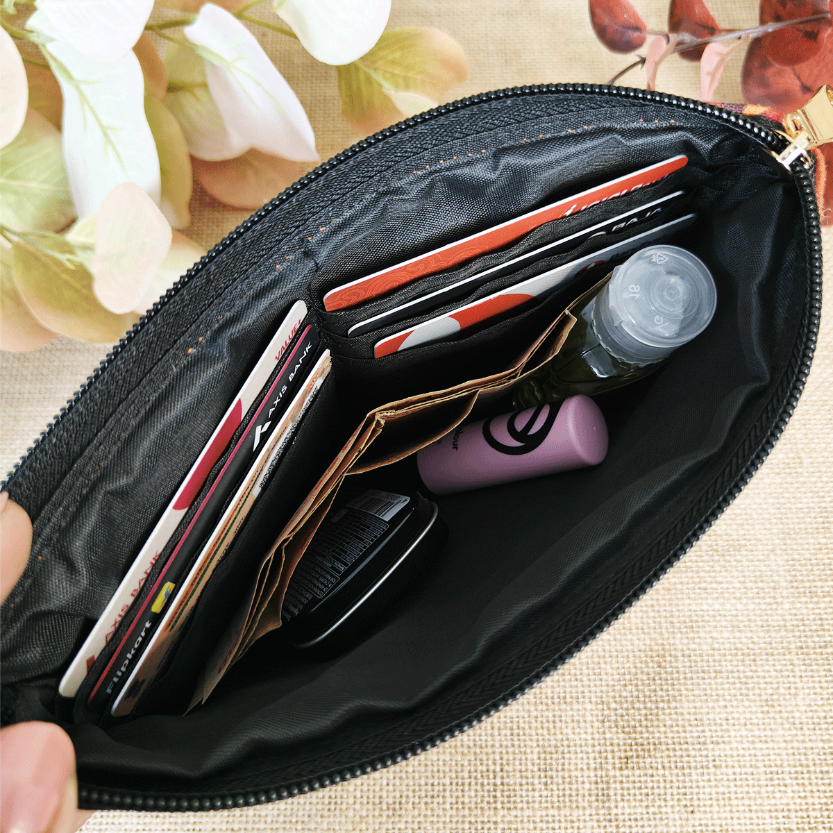 Green-Red Chakra Mobile Flap Wallet