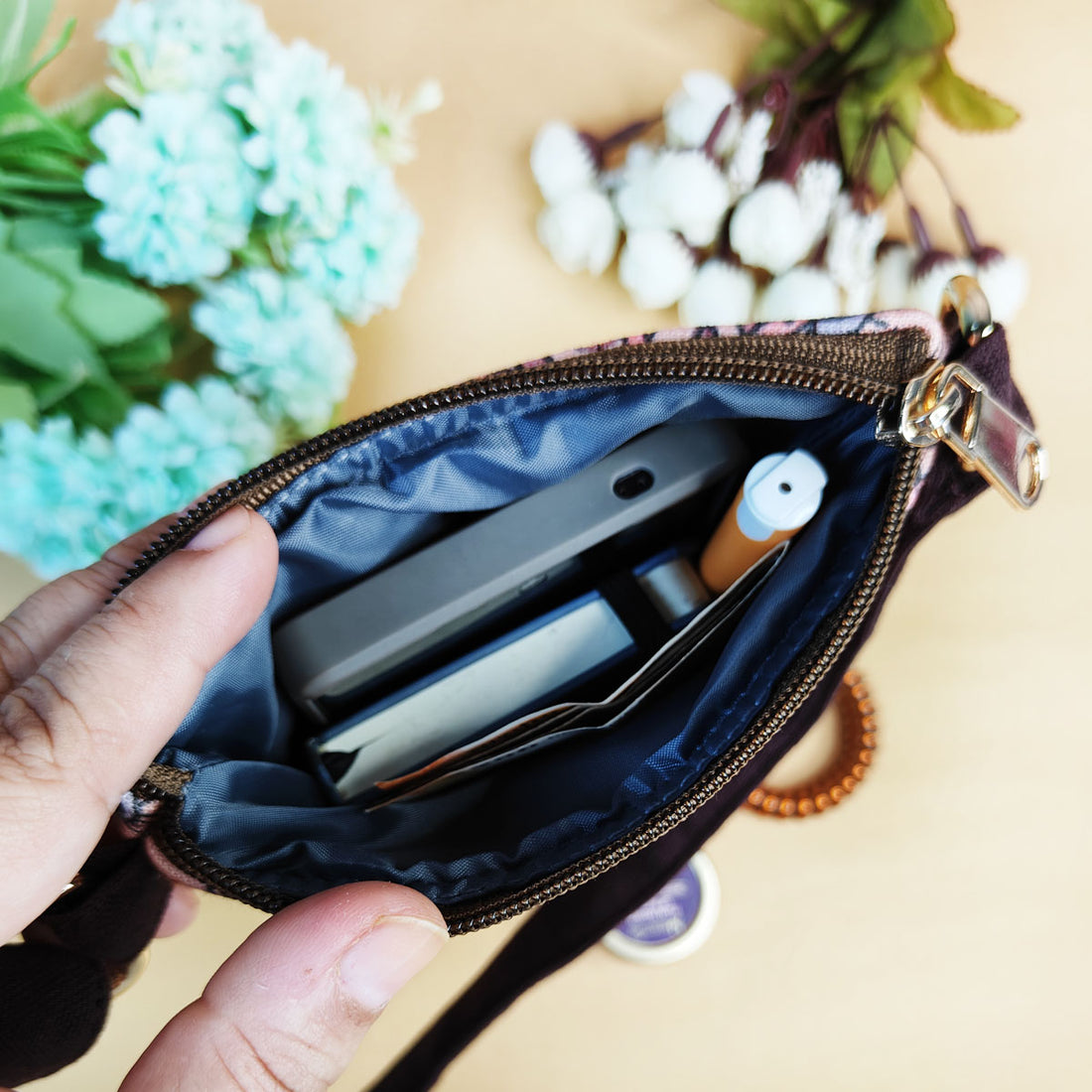 Brown Tree Godna Art Quilted Sling Bag