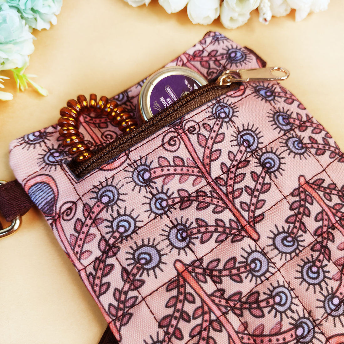 Brown Tree Godna Art Quilted Sling Bag