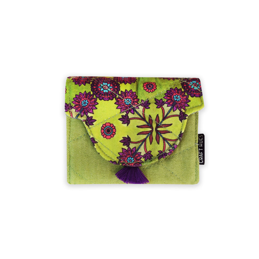 Curve Flap Mini Wallet Combo-green purple flower tile