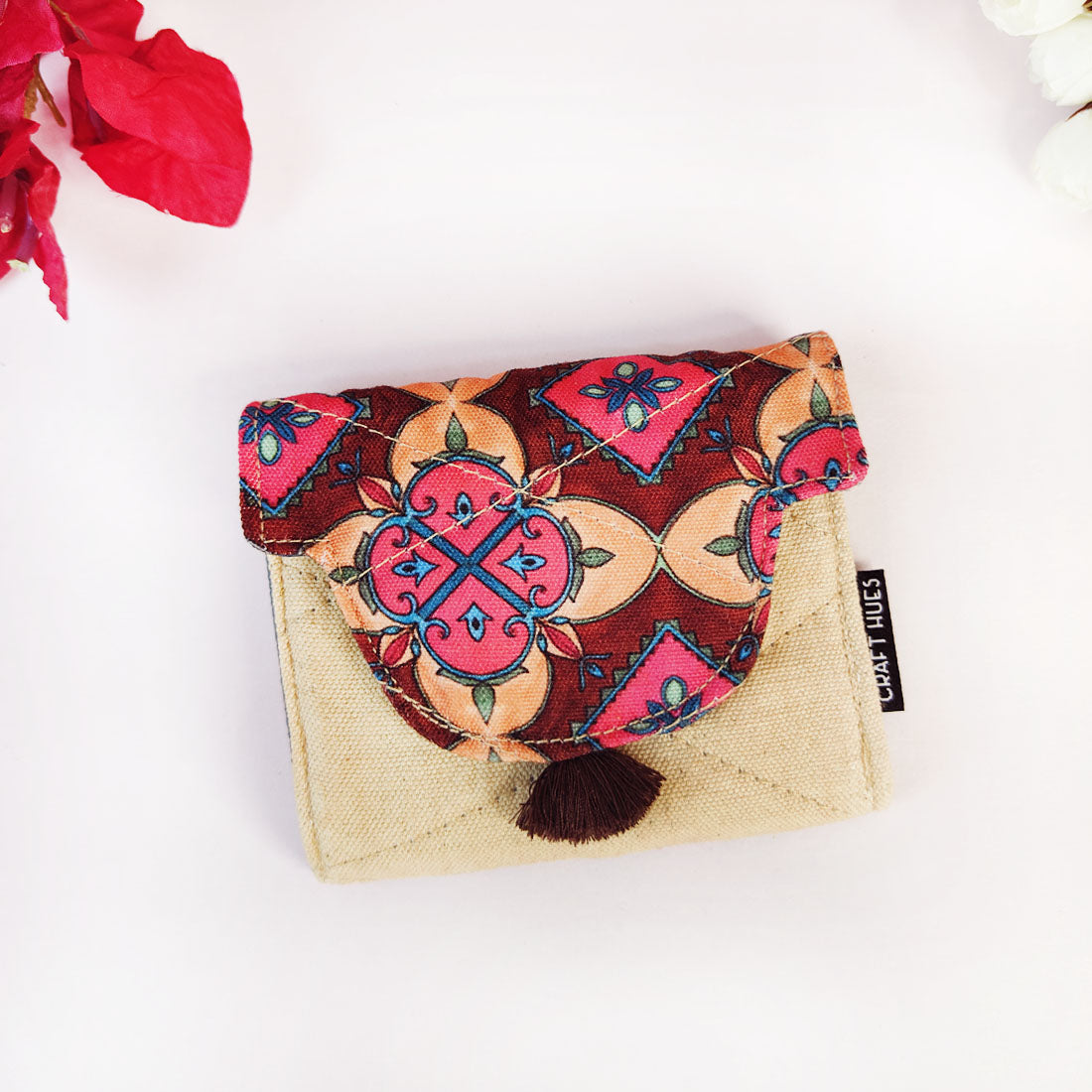 Curve Flap Mini Wallet Combo-maroon beige tile