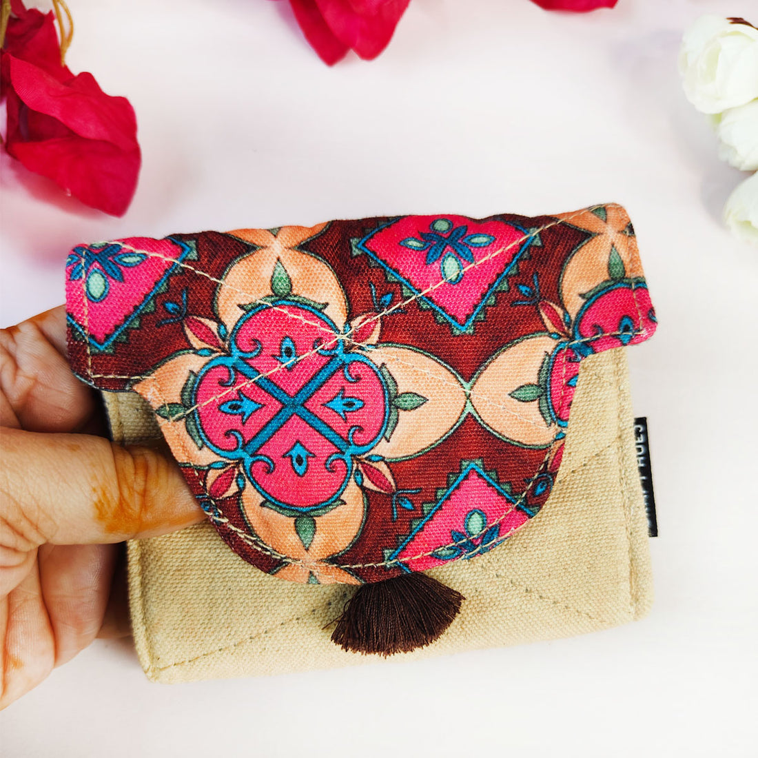 Curve Flap Mini Wallet Combo-maroon beige tile