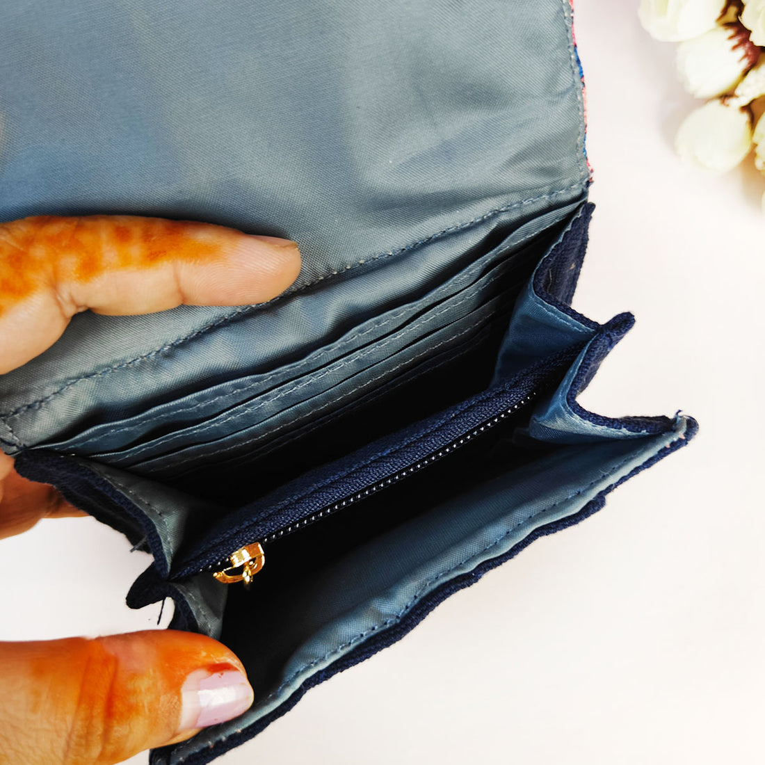 Curve Flap Mini Wallet Combo-maroon blue tile