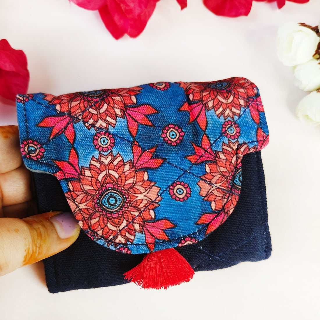 Curve Flap Mini Wallet Combo-maroon blue tile