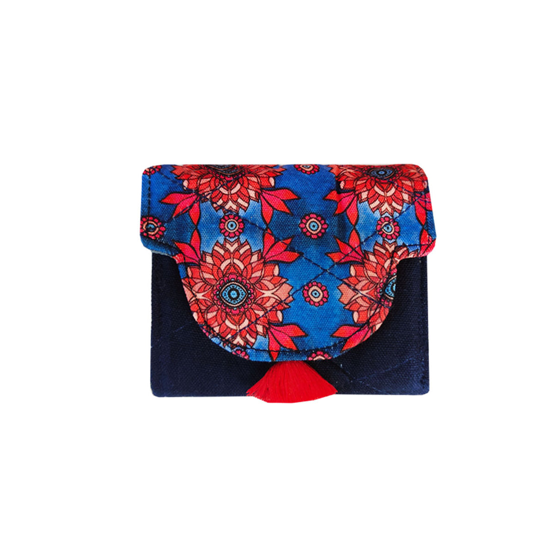 Curve Flap Mini Wallet Combo-maroon blue tile