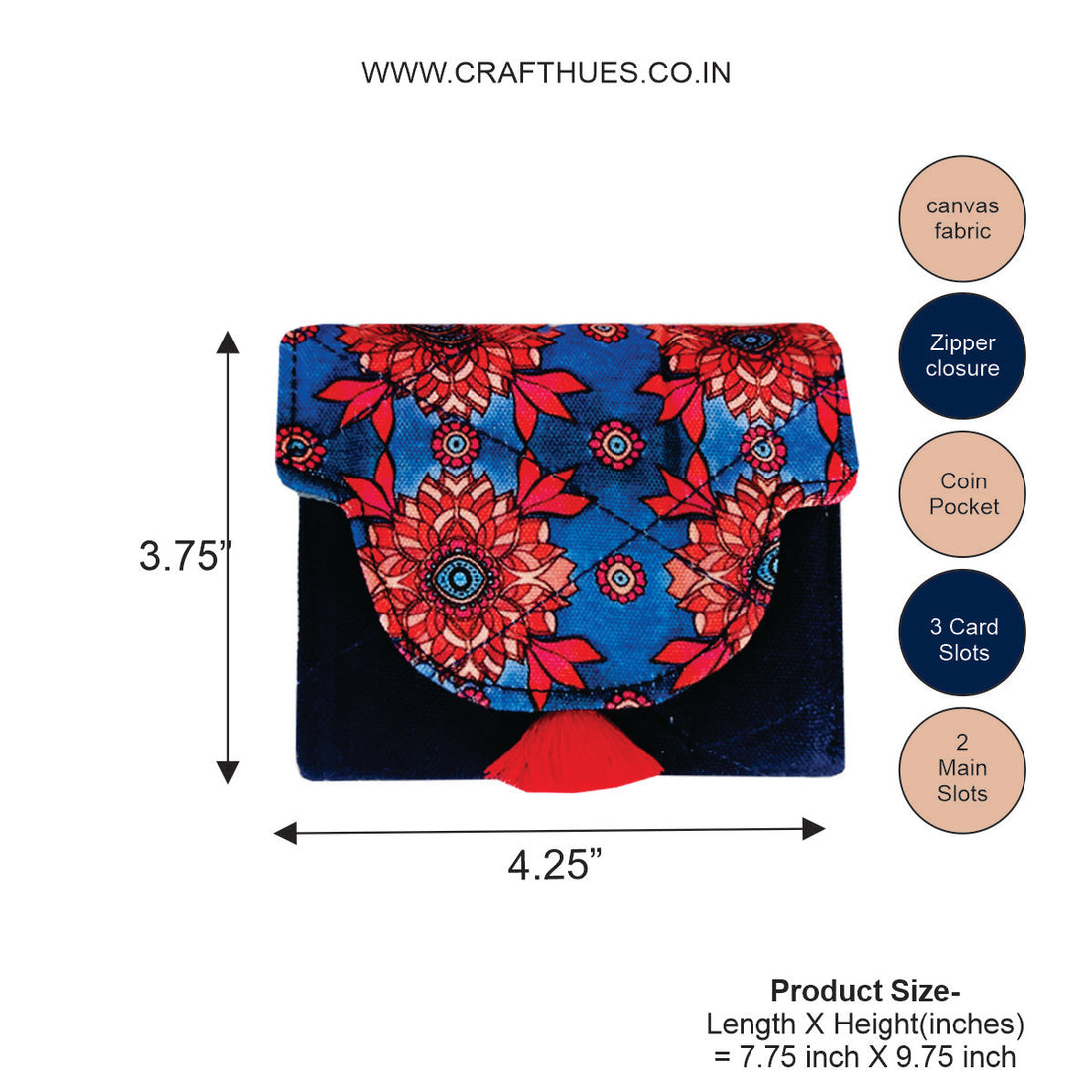 Curve Flap Mini Wallet Combo-maroon blue tile