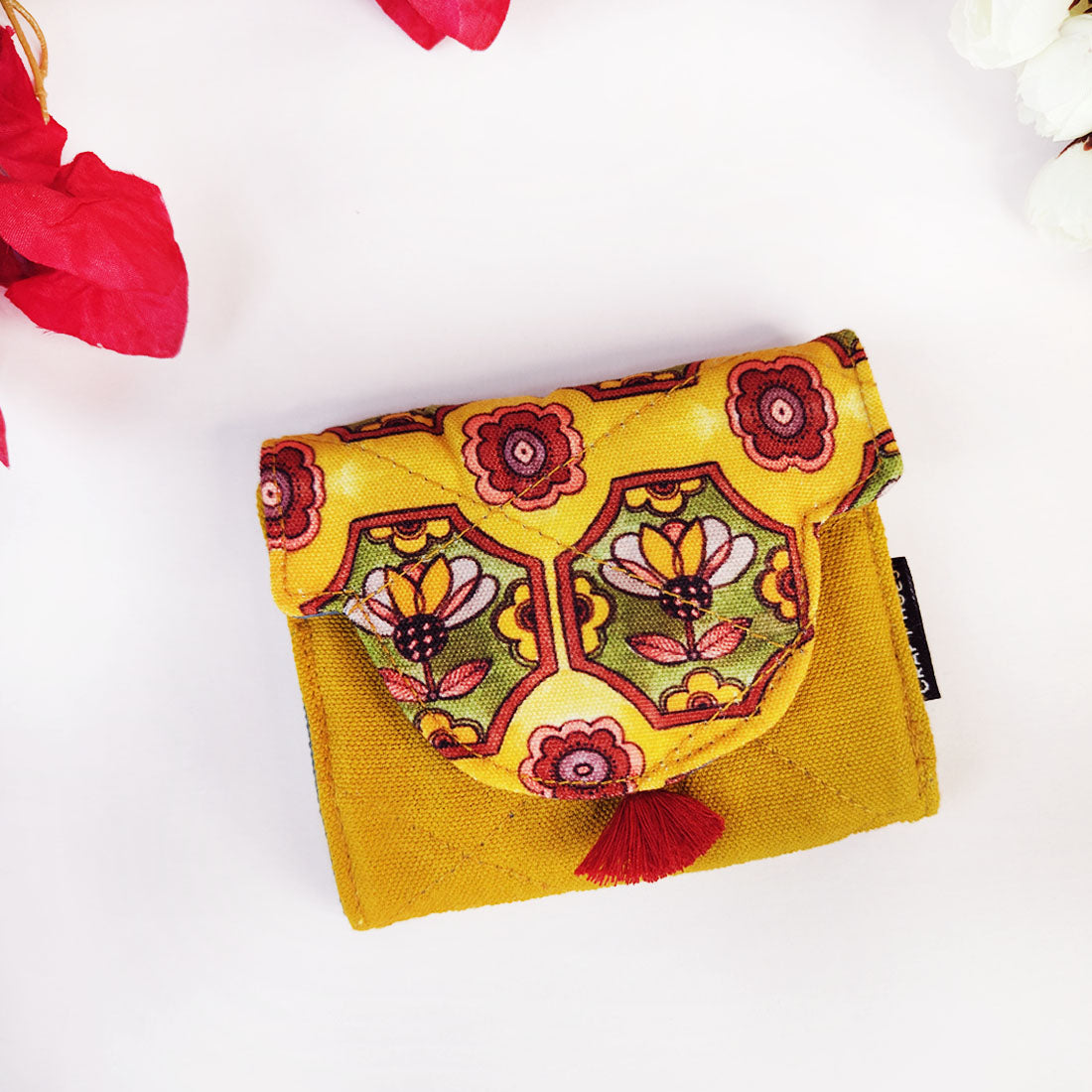 Curve Flap Mini Wallet Combo-mustard green tile