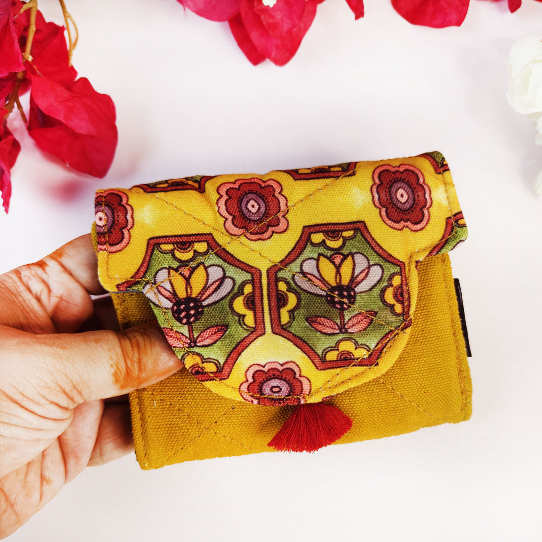 Curve Flap Mini Wallet Combo-mustard green tile