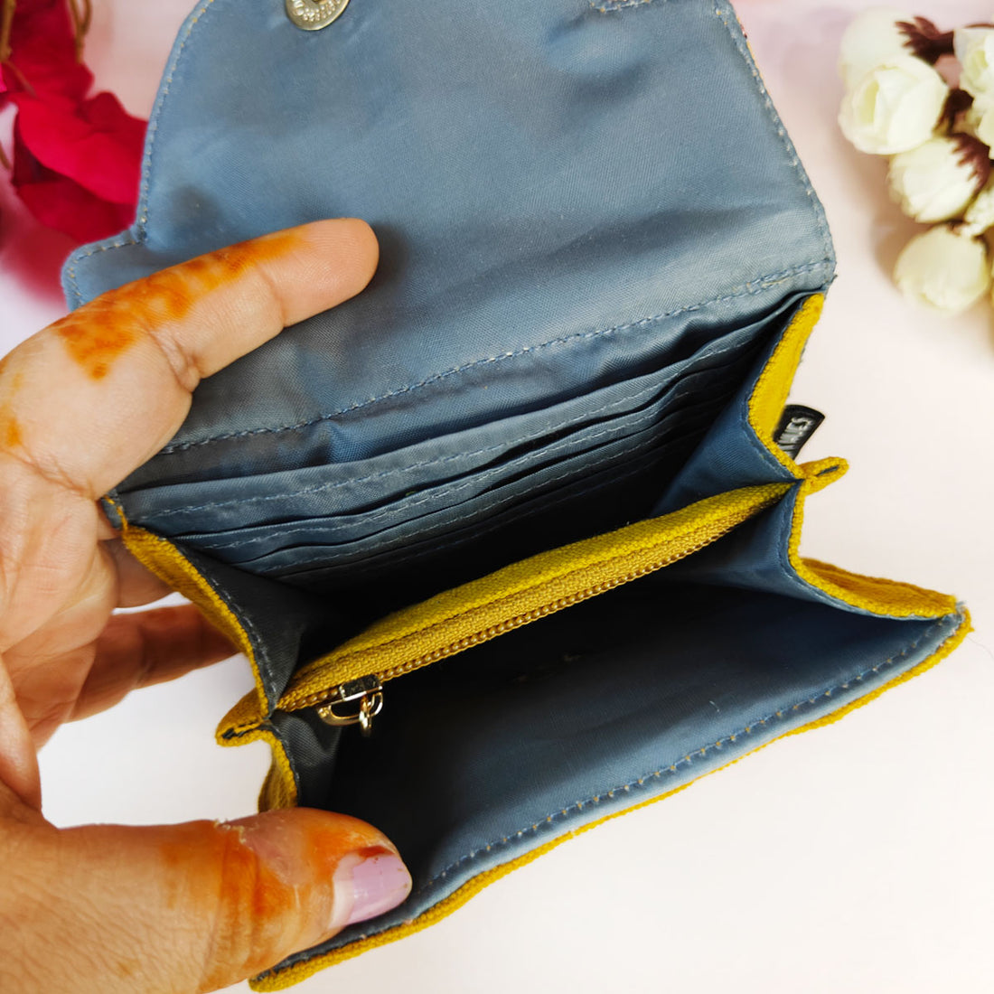 Curve Flap Mini Wallet Combo-mustard green tile