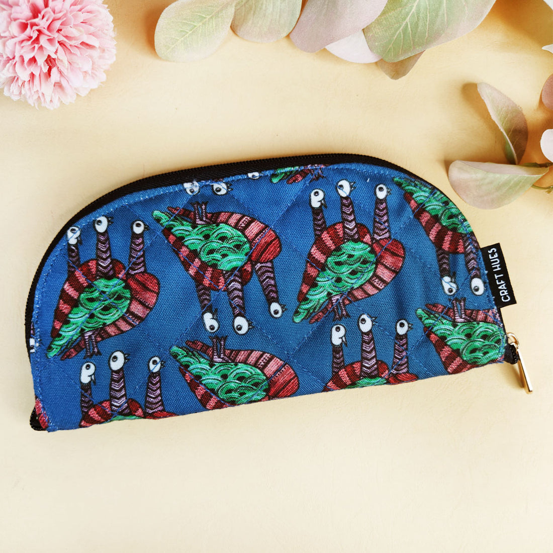 Curve Quilted Wallet- Gond Blue Bird