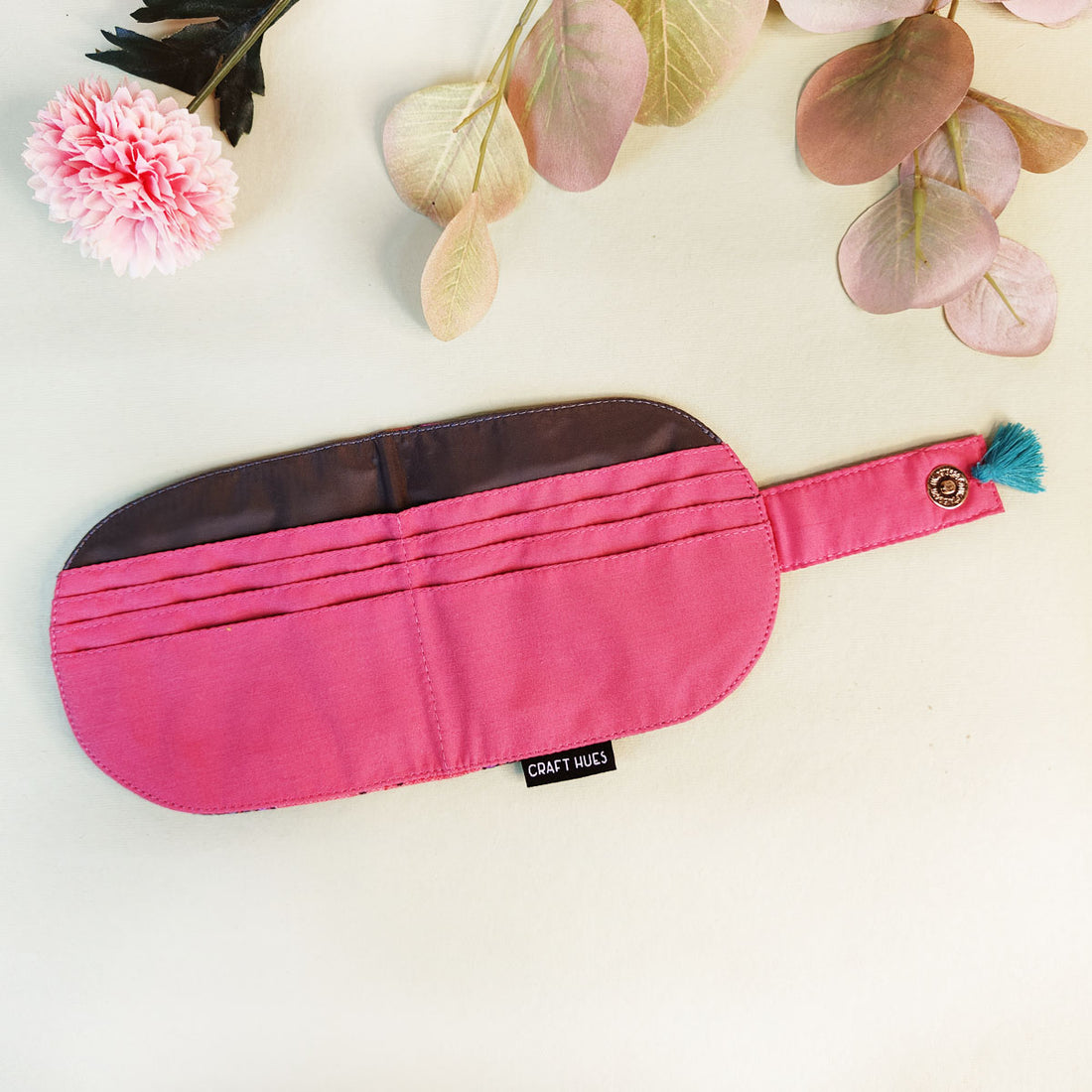 SEMI-OVAL 2-FLAP WALLET - PEACH-PURPLE TILE