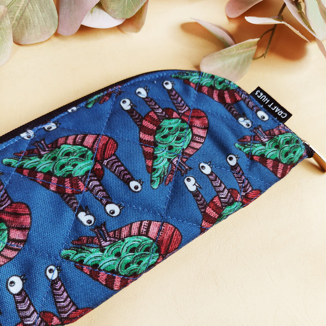 Curve Quilted Wallet- Gond Blue Bird