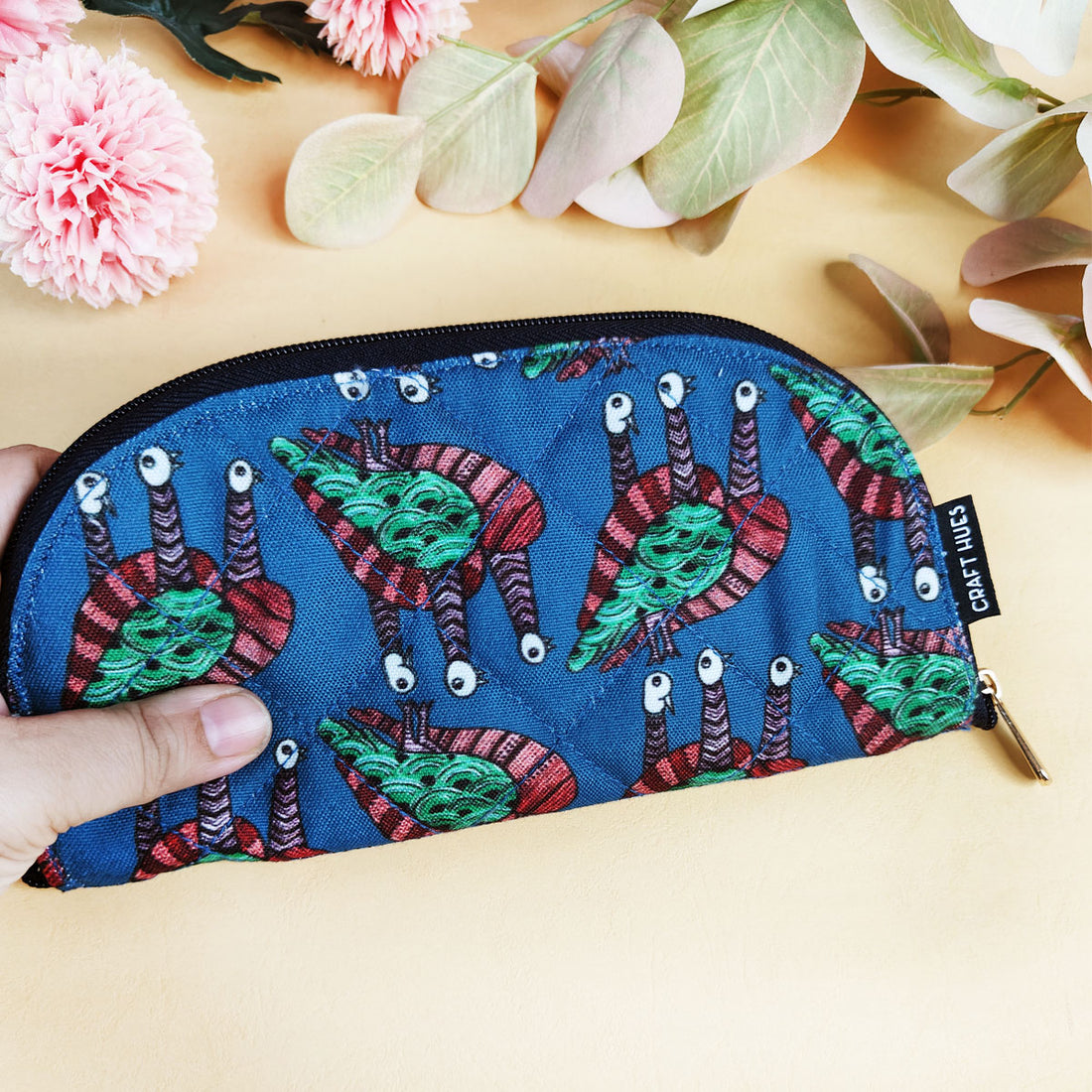 Curve Quilted Wallet- Gond Blue Bird