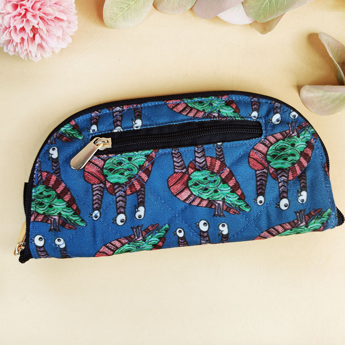 Curve Quilted Wallet- Gond Blue Bird