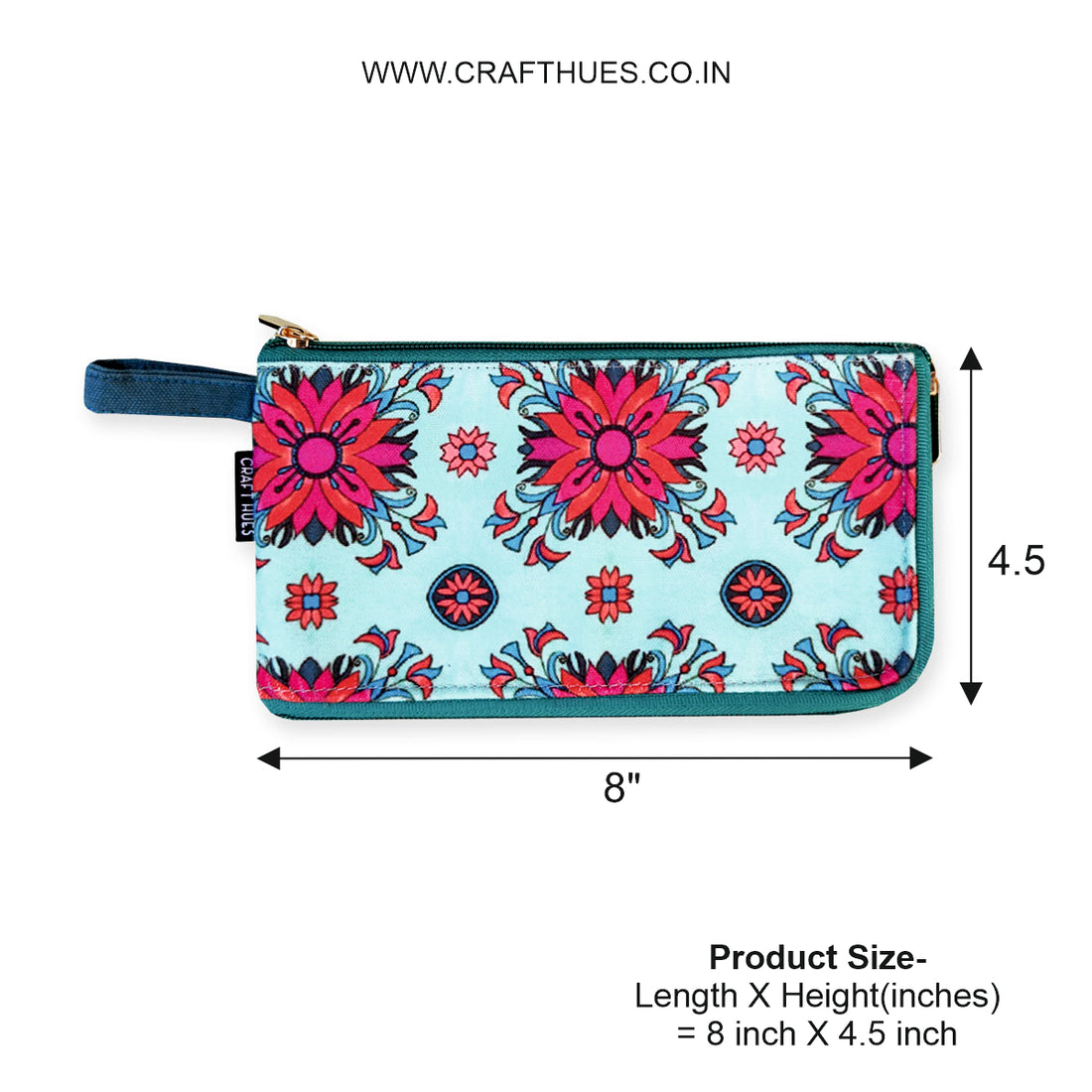 Dual-Zip Wallet- Red Teal Tile