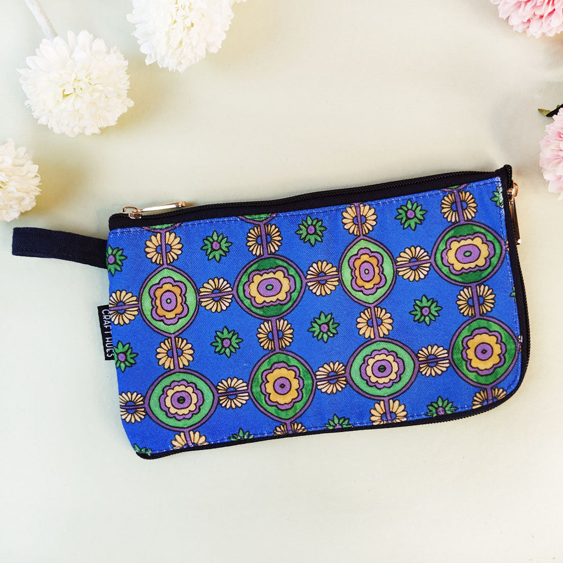 Dual-Zip Wallet- Blue-Green Tile