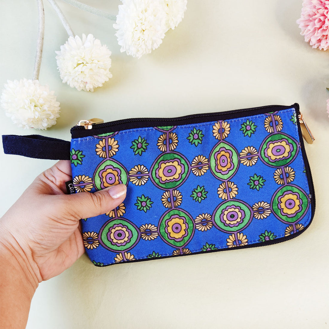 Dual-Zip Wallet- Blue-Green Tile