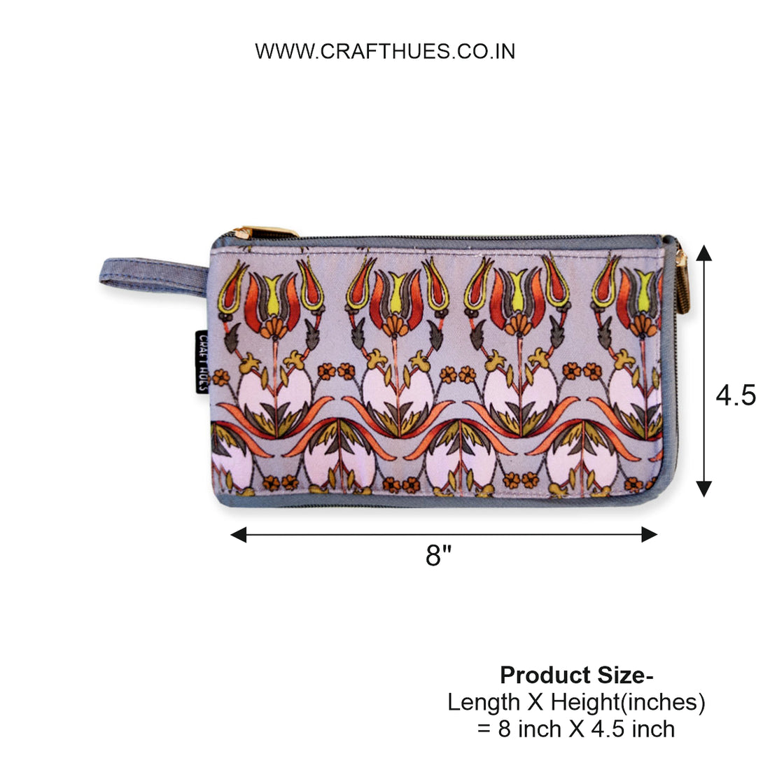 Dual-Zip Wallet- Grey Persian Floral