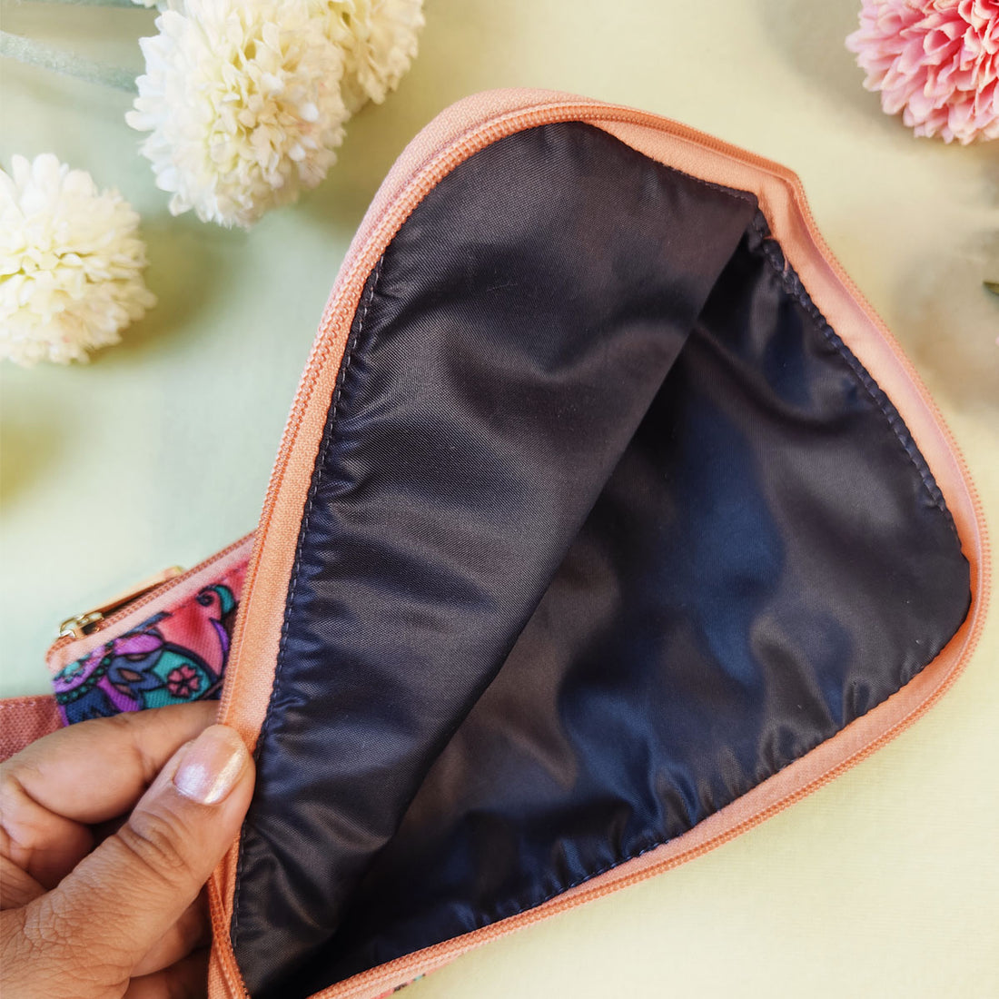 Dual-Zip Wallet- Peach-Purple Tile