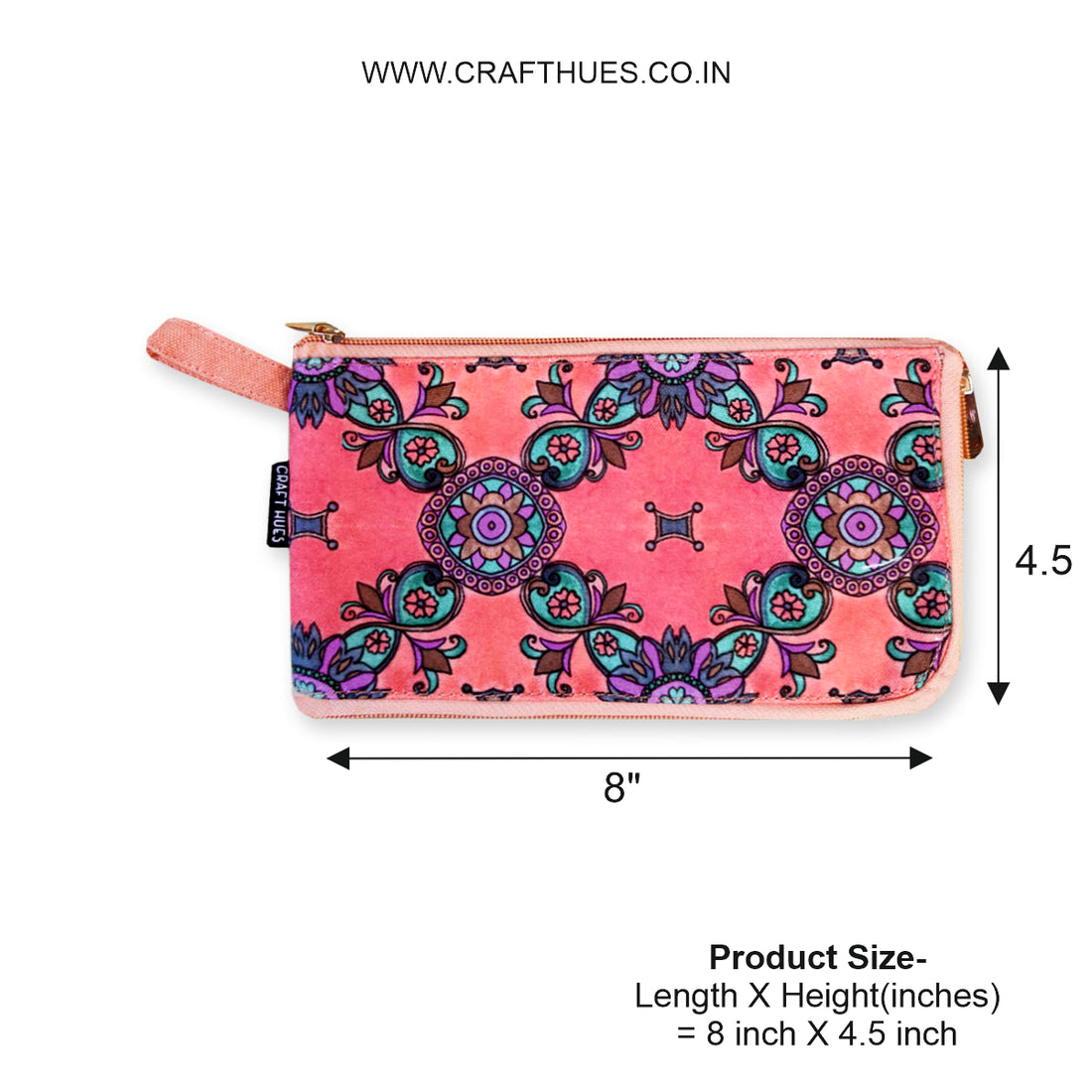Dual-Zip Wallet- Peach-Purple Tile