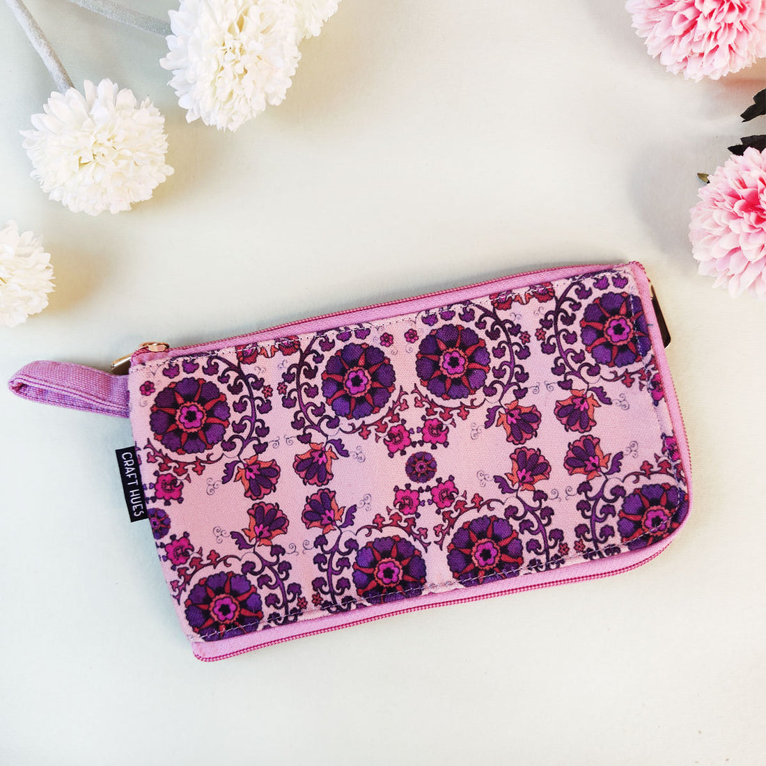 Dual-Zip Wallet- Purple Suzani