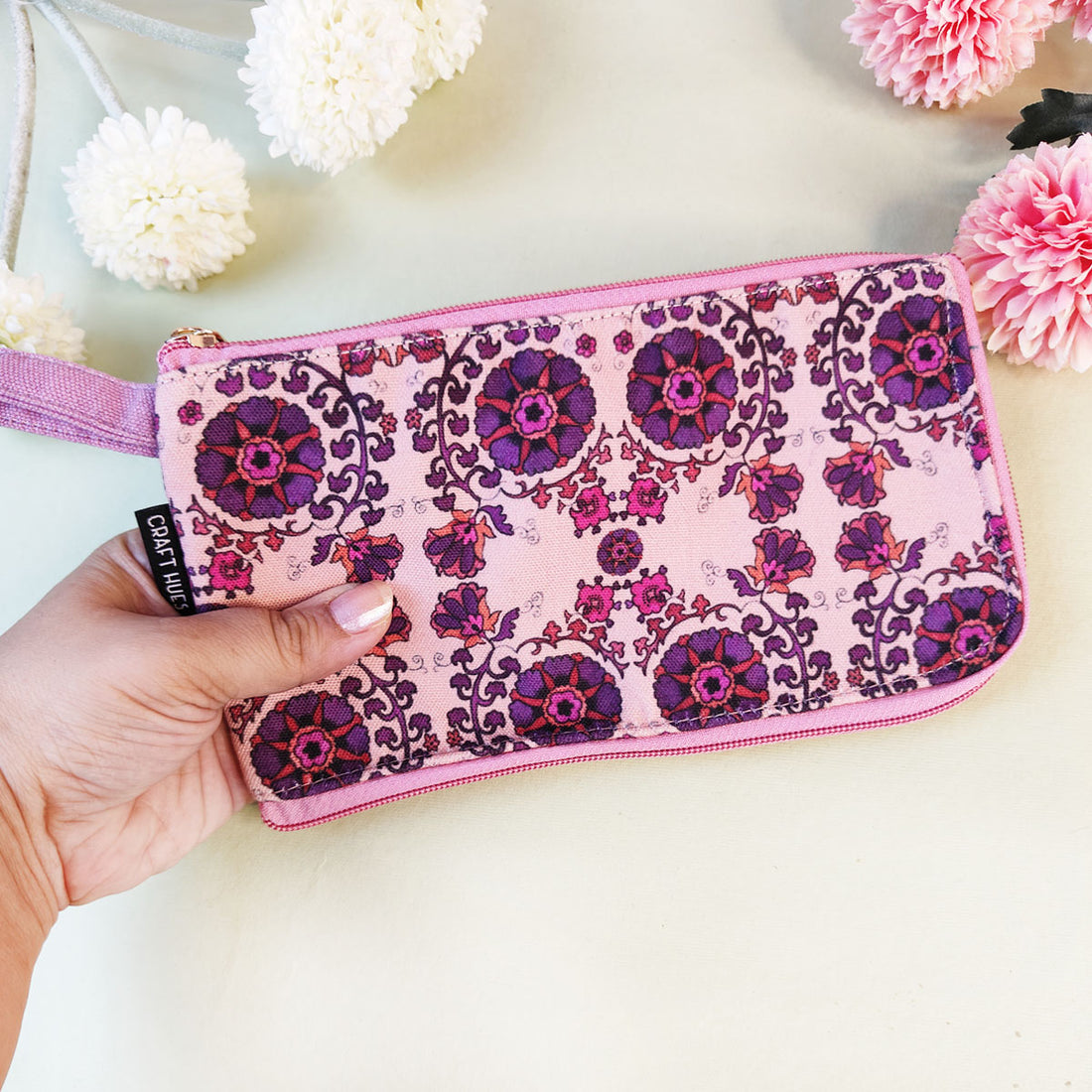 Dual-Zip Wallet- Purple Suzani