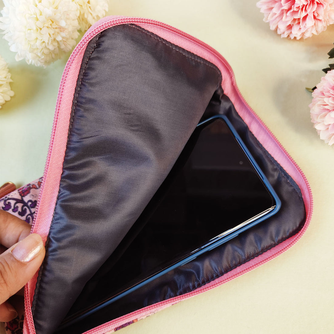Dual-Zip Wallet- Purple Suzani