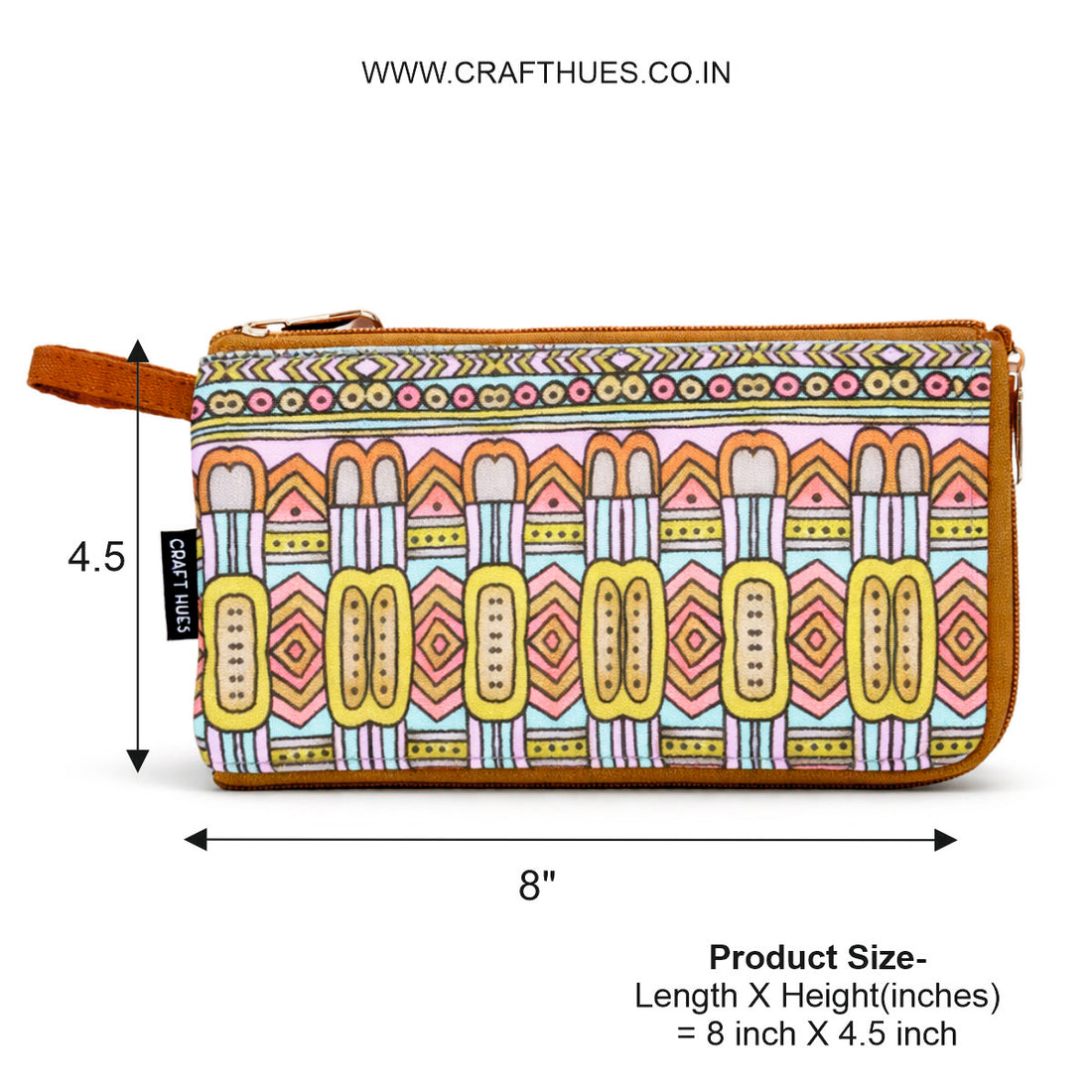 Dual Zip Wallet- Aqua Abstract Godna Art