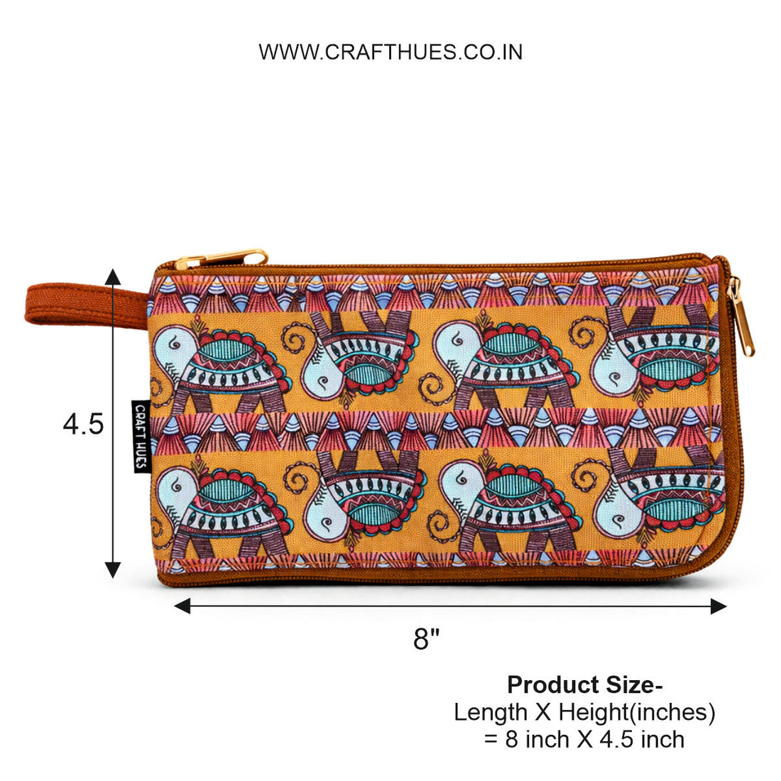 Dual Zip Wallet- Mustard Turtle Godna Art