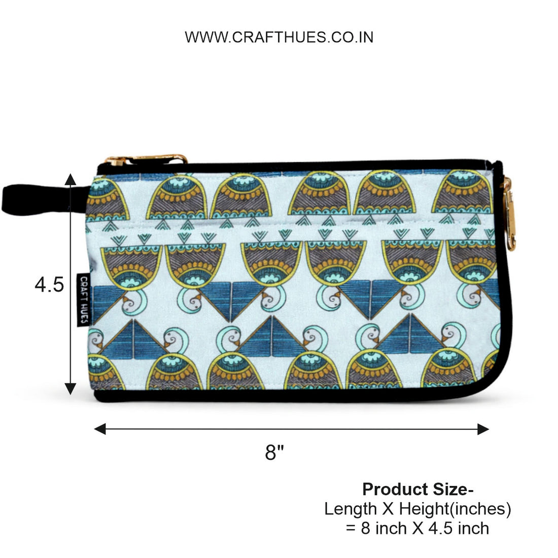 Dual Zip Wallet- Blue Bird Godna Art