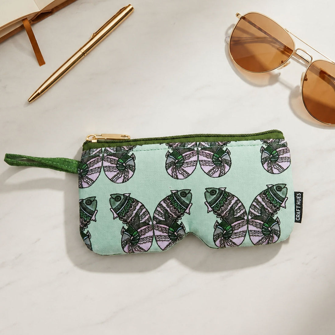 EyewearSunglass Case-Gond Green Fish