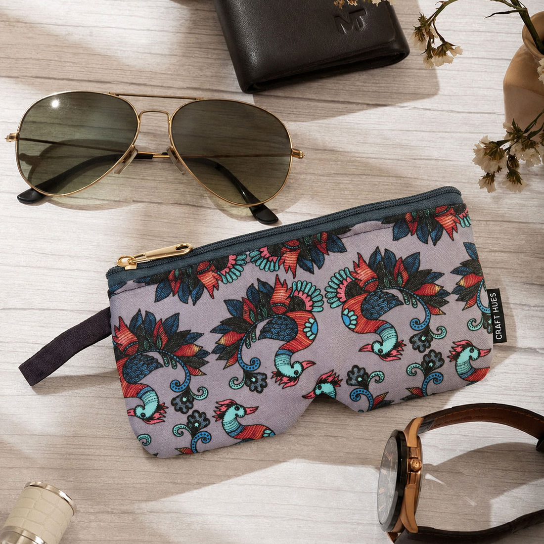EyewearSunglass Case-Gond Grey Bird