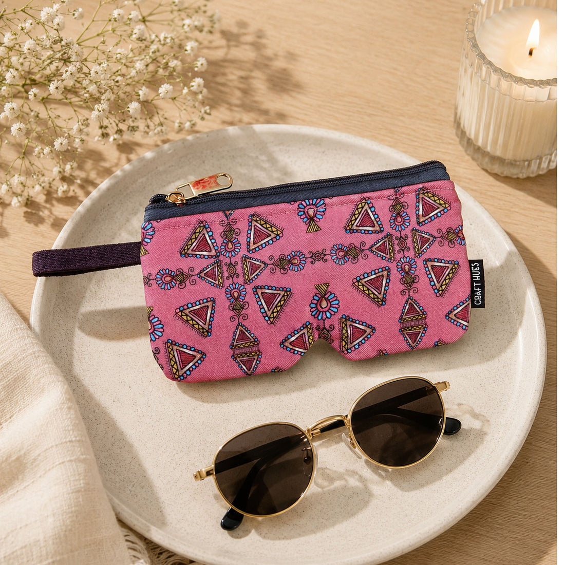 EyewearSunglass Case-Maroon Triangle Godna