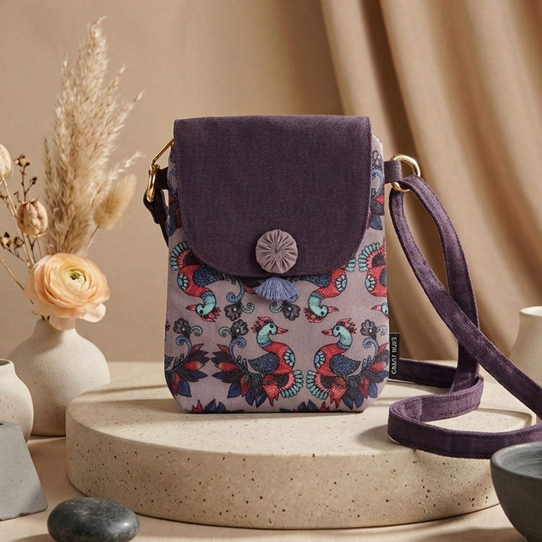 Flap Mobile Sling- Gond Grey Bird