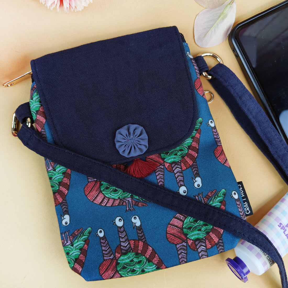 Flap Mobile Sling- Gond Blue Bird