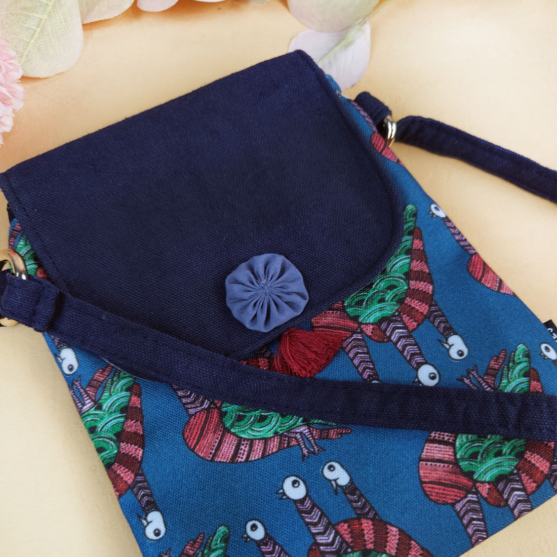 Flap Mobile Sling- Gond Blue Bird
