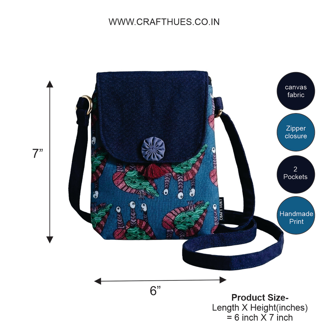 Flap Mobile Sling- Gond Blue Bird