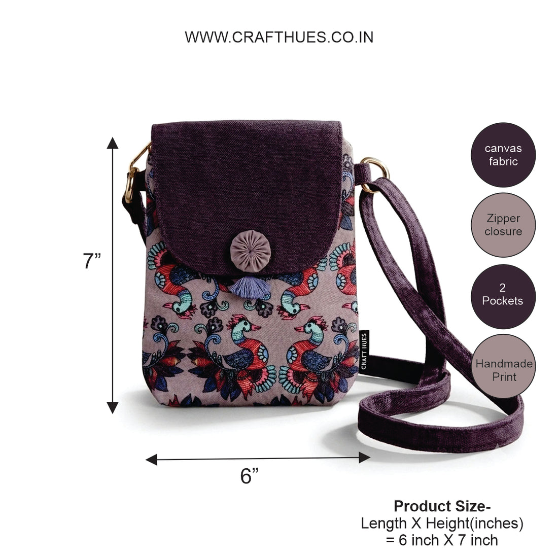 Flap Mobile Sling- Gond Grey Bird