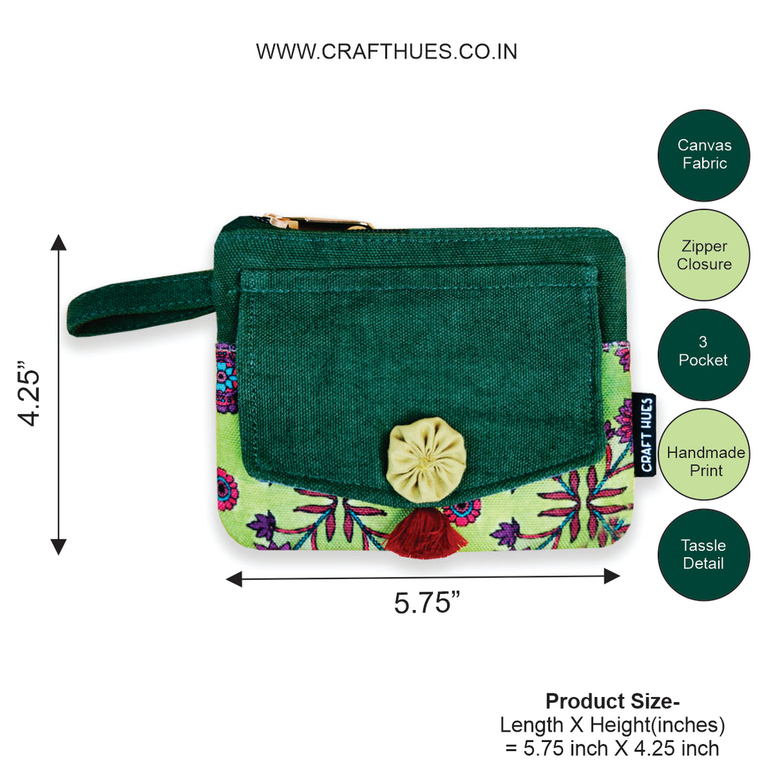 Front Flap Wallet-Green Purple Flower