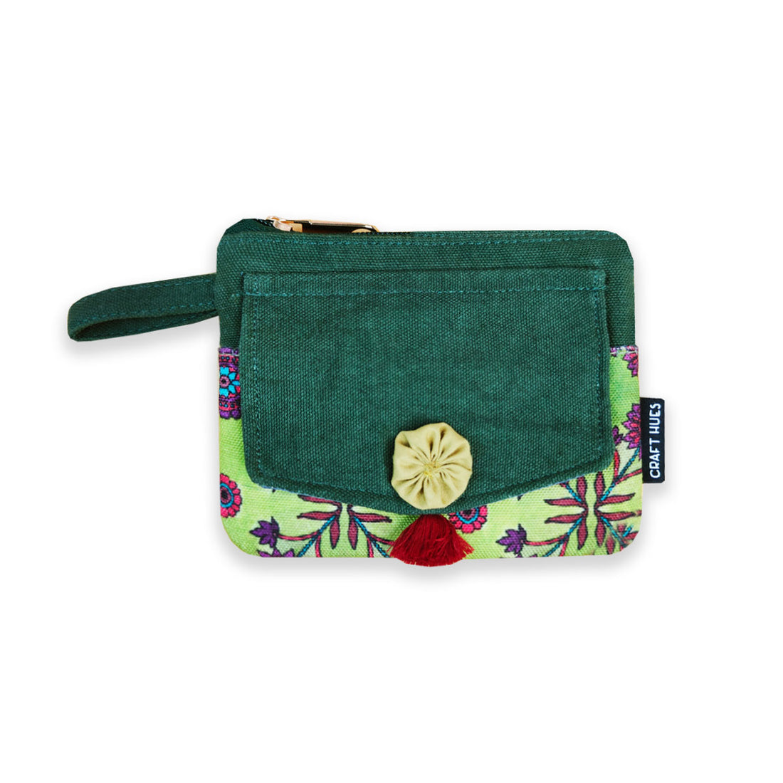 Front Flap Wallet-Green Purple Flower