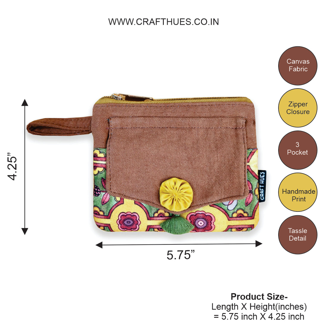 Front Flap Wallet-Mustard Green Tile