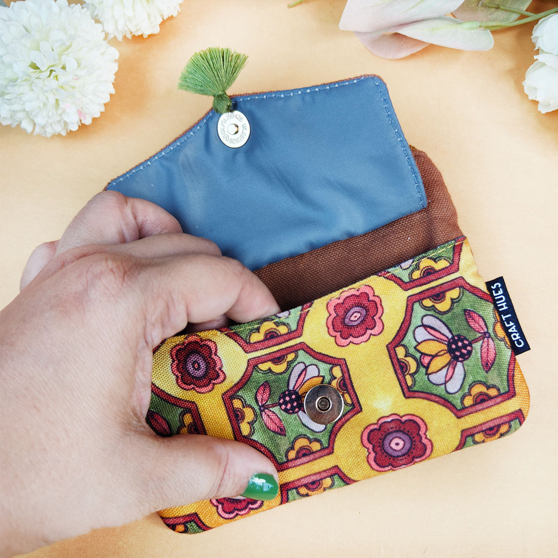 Front Flap Wallet-Mustard Green Tile