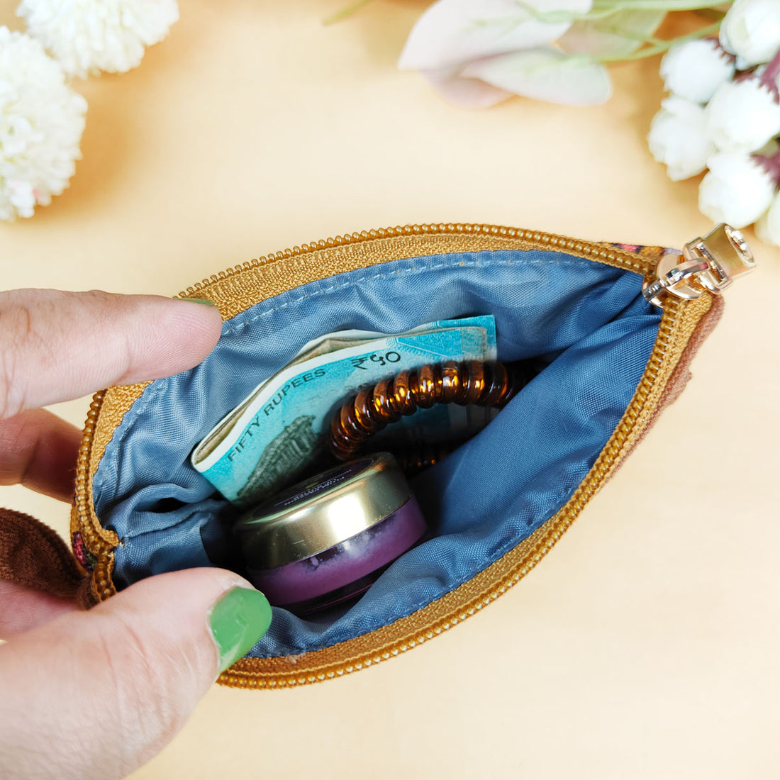 Front Flap Wallet-Mustard Green Tile