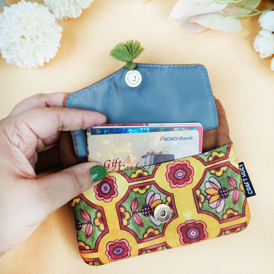 Front Flap Wallet-Mustard Green Tile