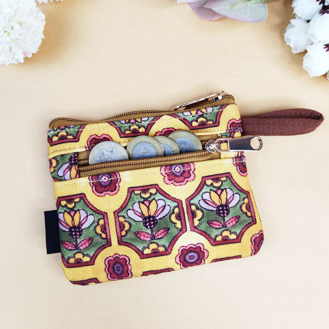 Front Flap Wallet-Mustard Green Tile