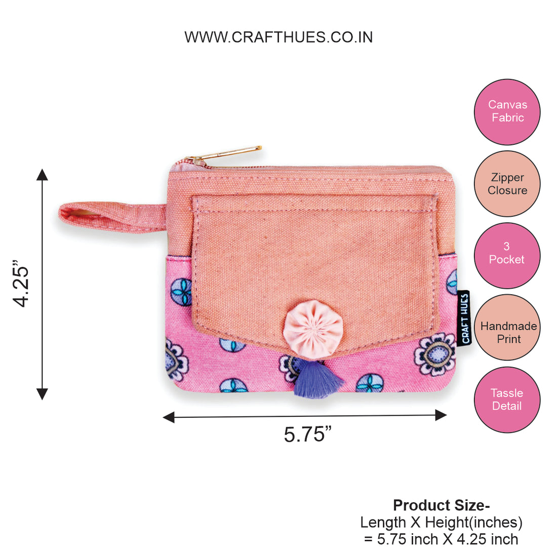 Front Flap Wallet-Peach Purple Tile